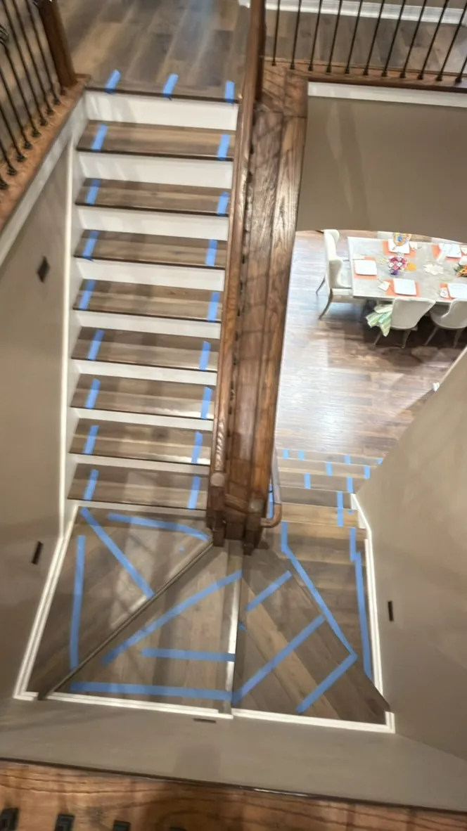 Landing area during flooring installation